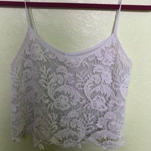 Pacsun White Lace Crop Tank Top